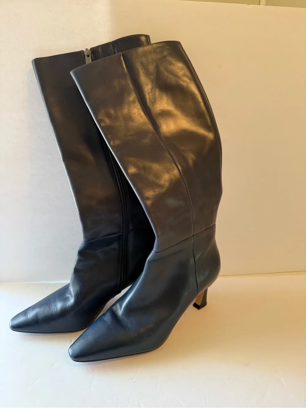Vince Camuto Blue Leather Over-The-Knee Pointed Toe Boots Size 8